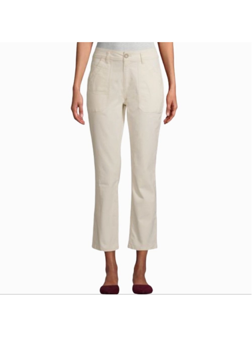 Time and Tru Womens Size 18 Cropped Utility Slim Jean High Rise Cream NWT